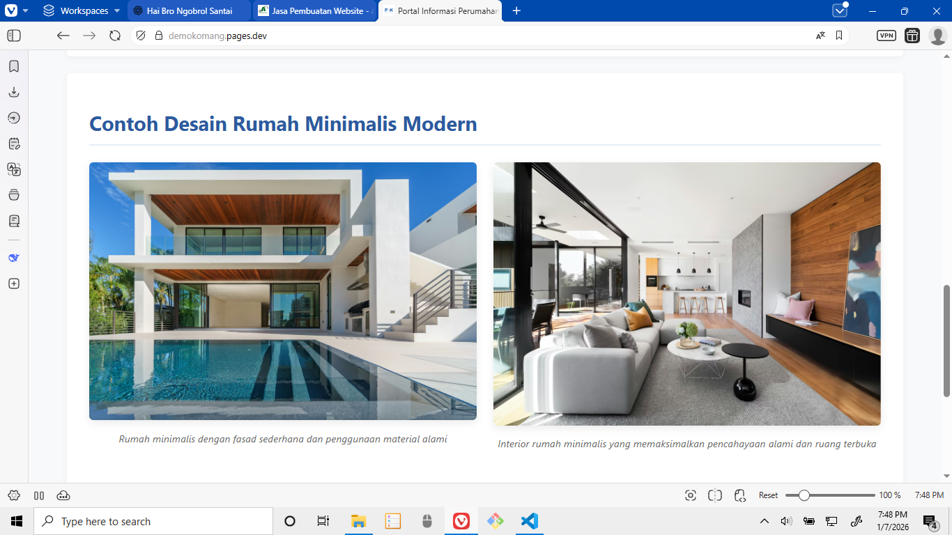 Bagian gambar rumah di website portal informasi